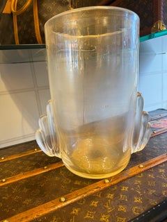 Large Golden And Iridescent Crystal Color Murano Glass Vase