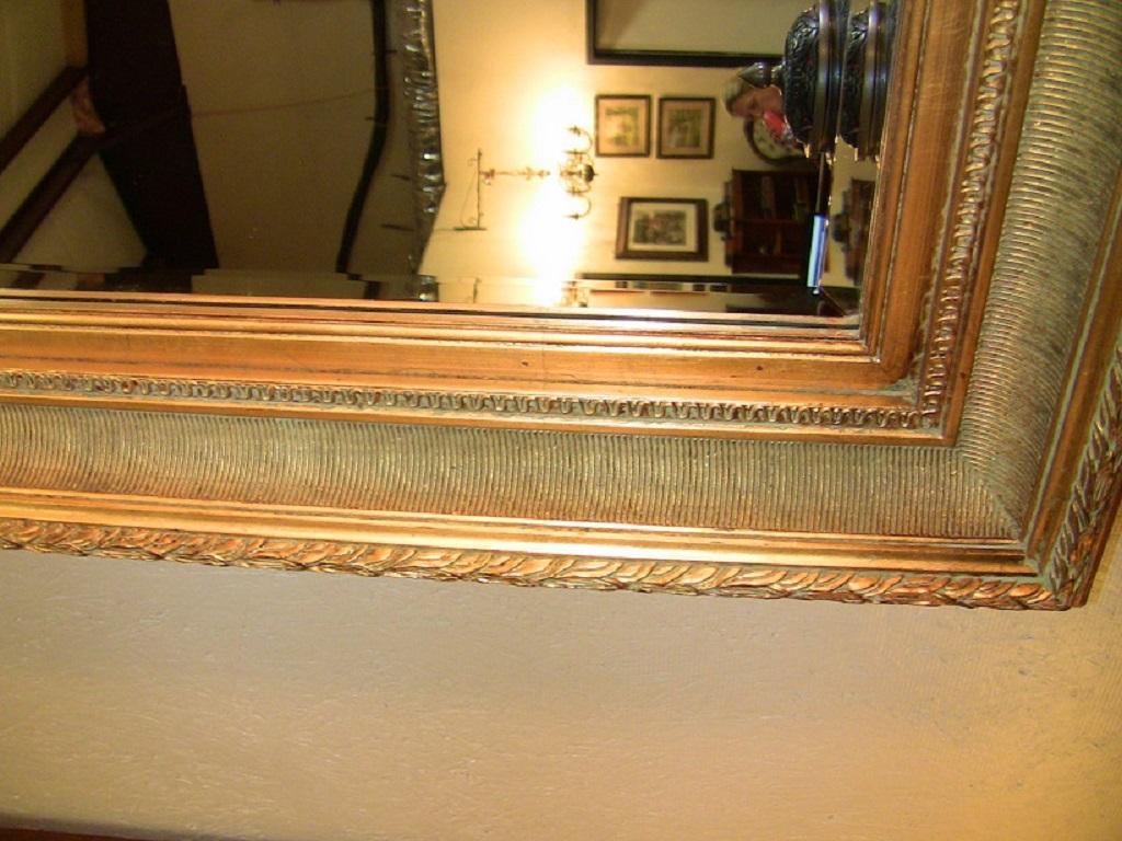 Beveled Large Golden Biedermeier Style Mirror