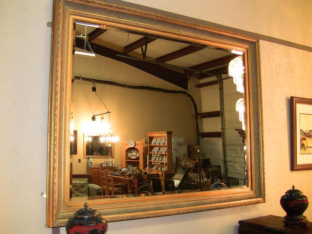 Giltwood Large Golden Biedermeier Style Mirror