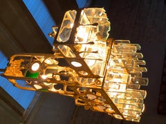 Large Golden Bronze Chandelier Belle Epoque Liberty