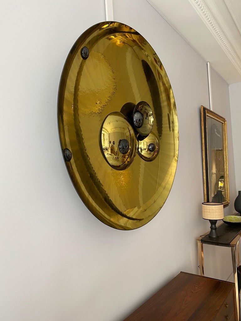 Large Golden Concave Mirror One of a Kind by Christophe Gaignon at 1stDibs
