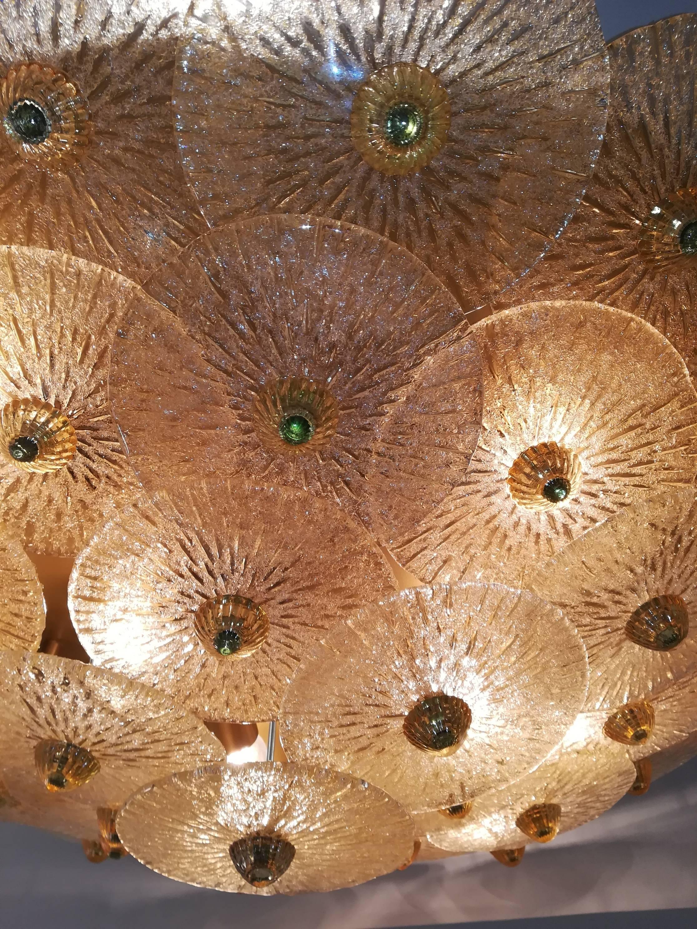 Large Golden Crystal Ceiling Light For Sale 4