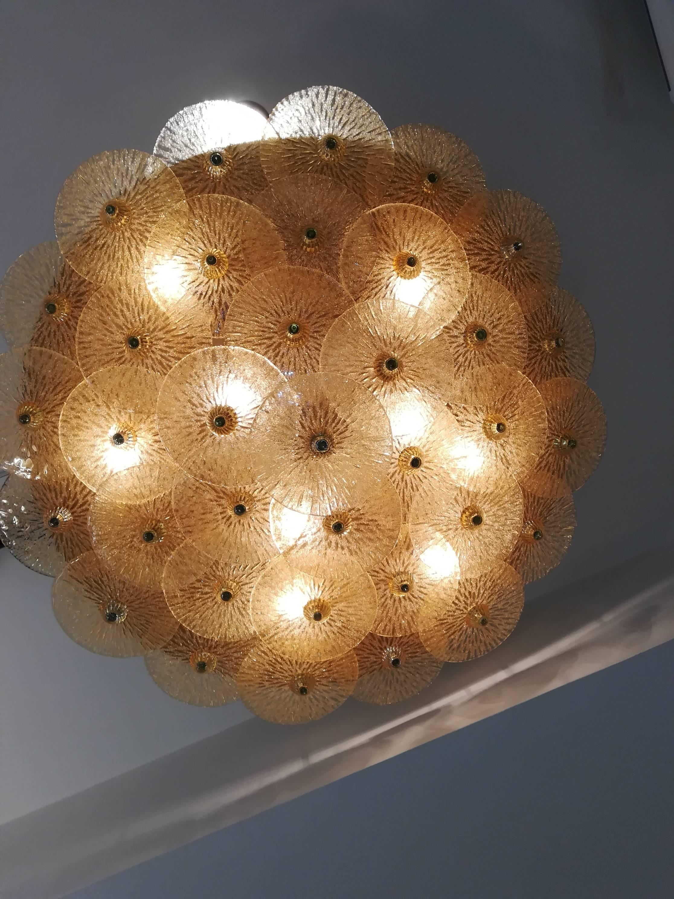 Large Golden Crystal Ceiling Light For Sale 6