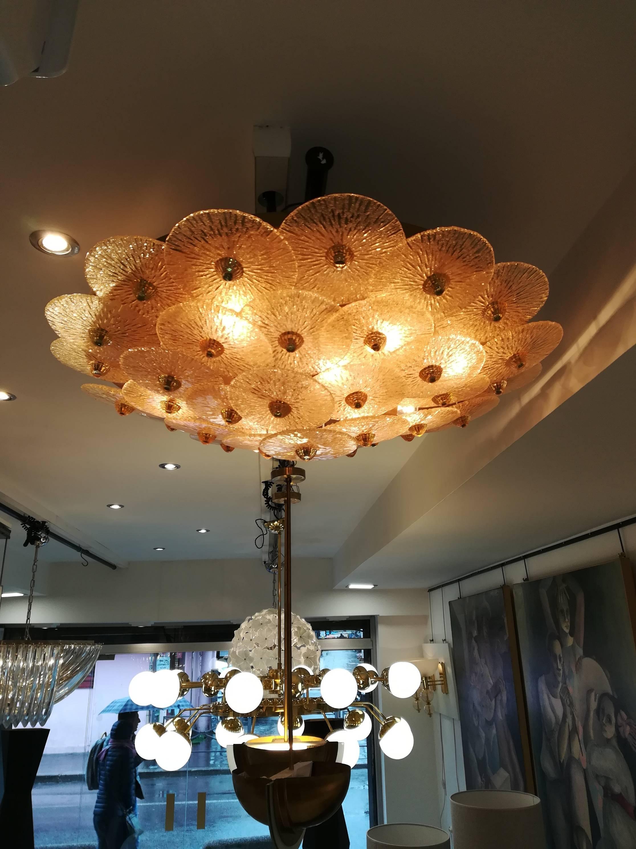 Large Golden Crystal Ceiling Light In Excellent Condition In Saint-Ouen, FR