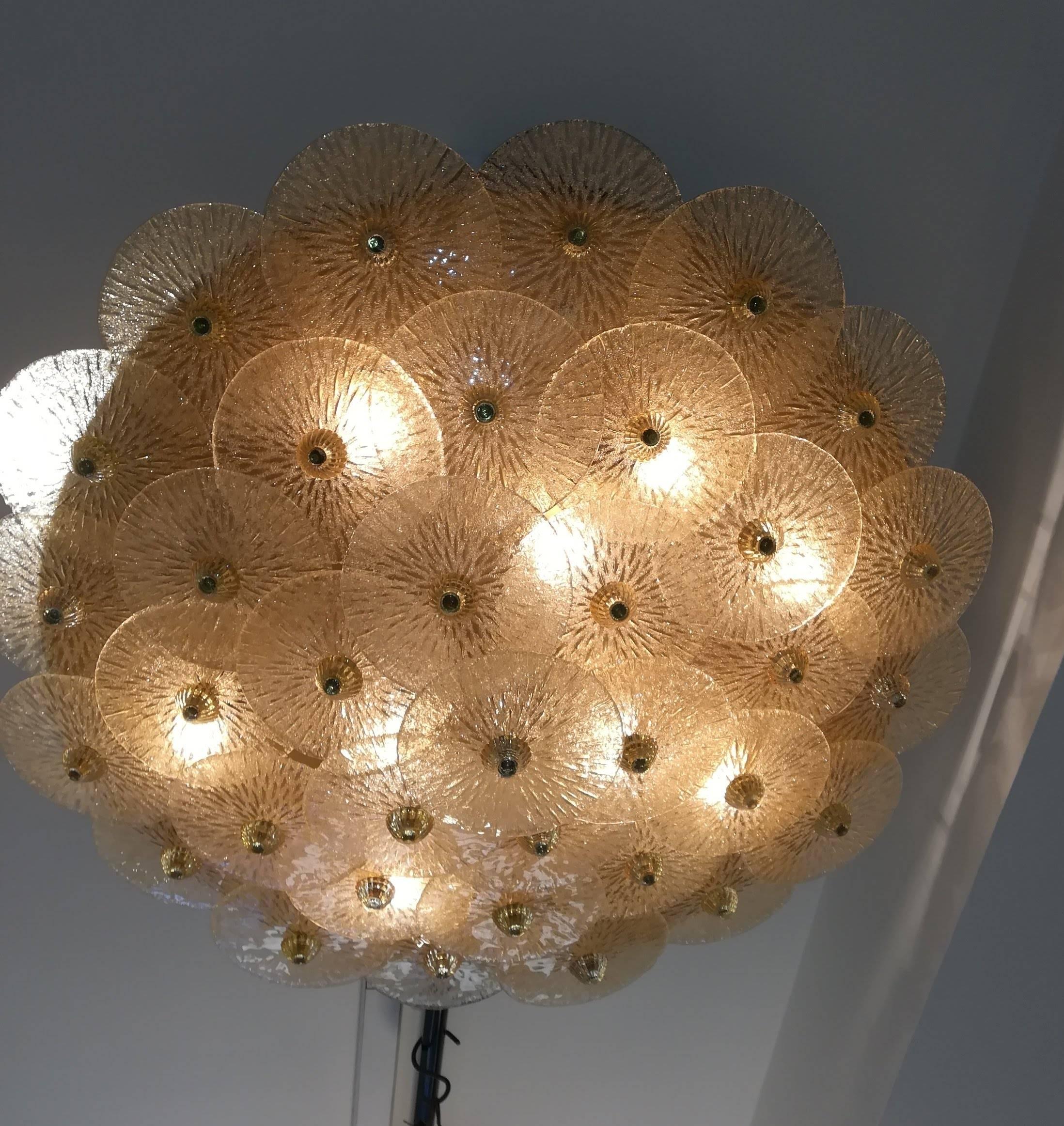 Metal Large Golden Crystal Ceiling Light For Sale