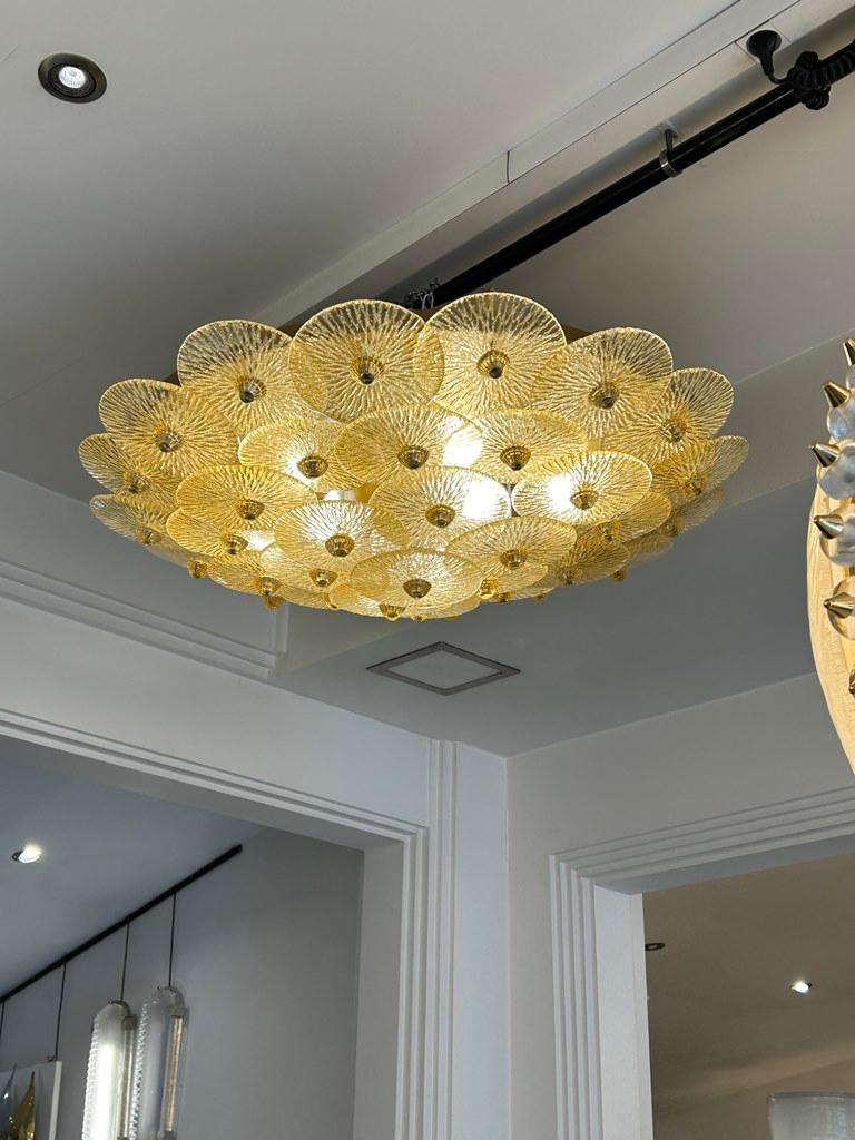Metallo Grande lampada da soffitto in cristallo dorato in vendita