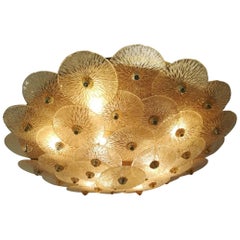 Large Golden Crystal Ceiling Light