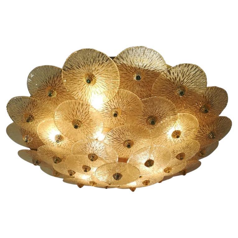 Large Golden Crystal Ceiling Light For Sale