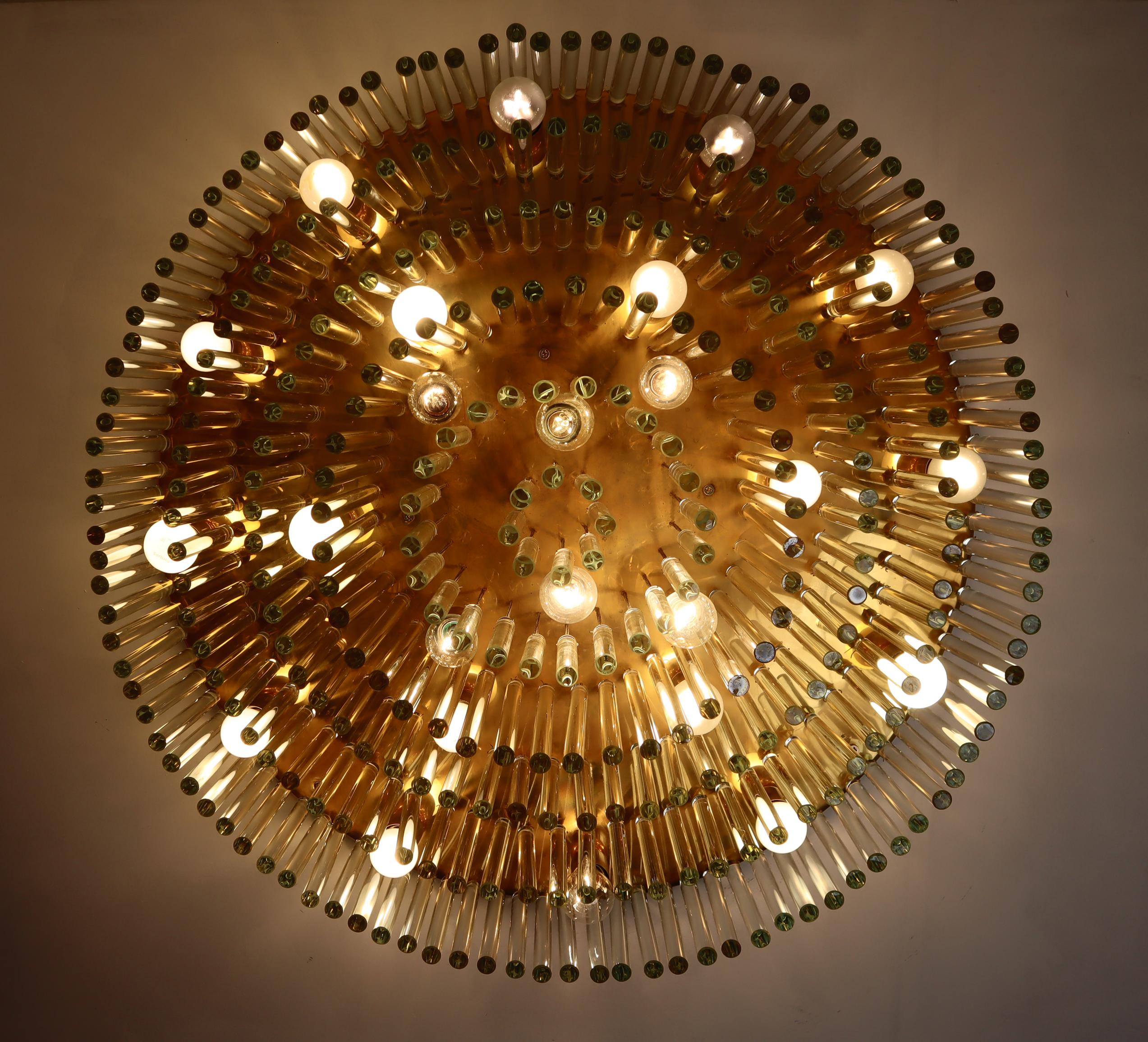 Large Golden Crystal Chandelier from Palwa, 1970s. For Sale 6