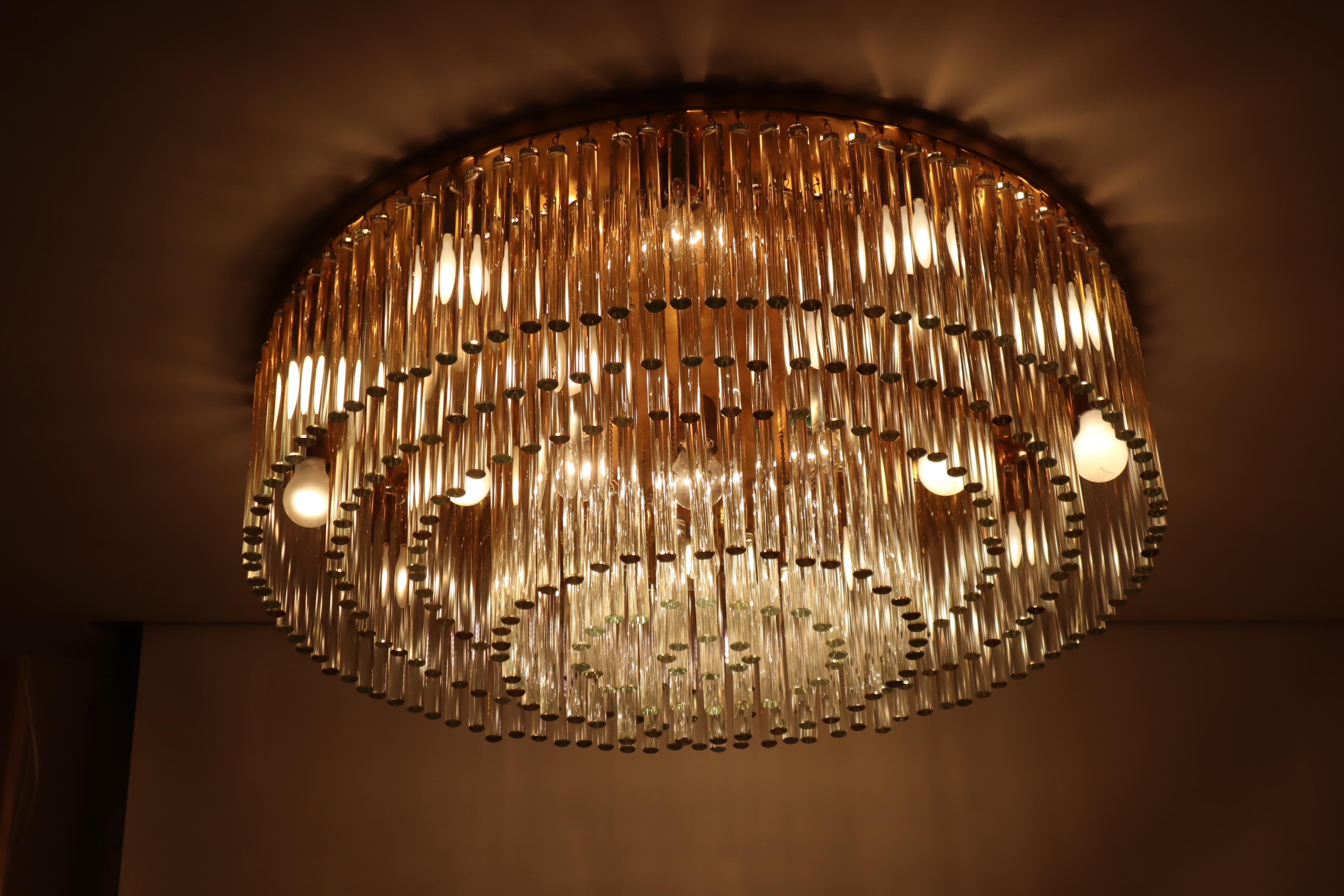 Large Golden Crystal Chandelier from Palwa, 1970s. For Sale 10