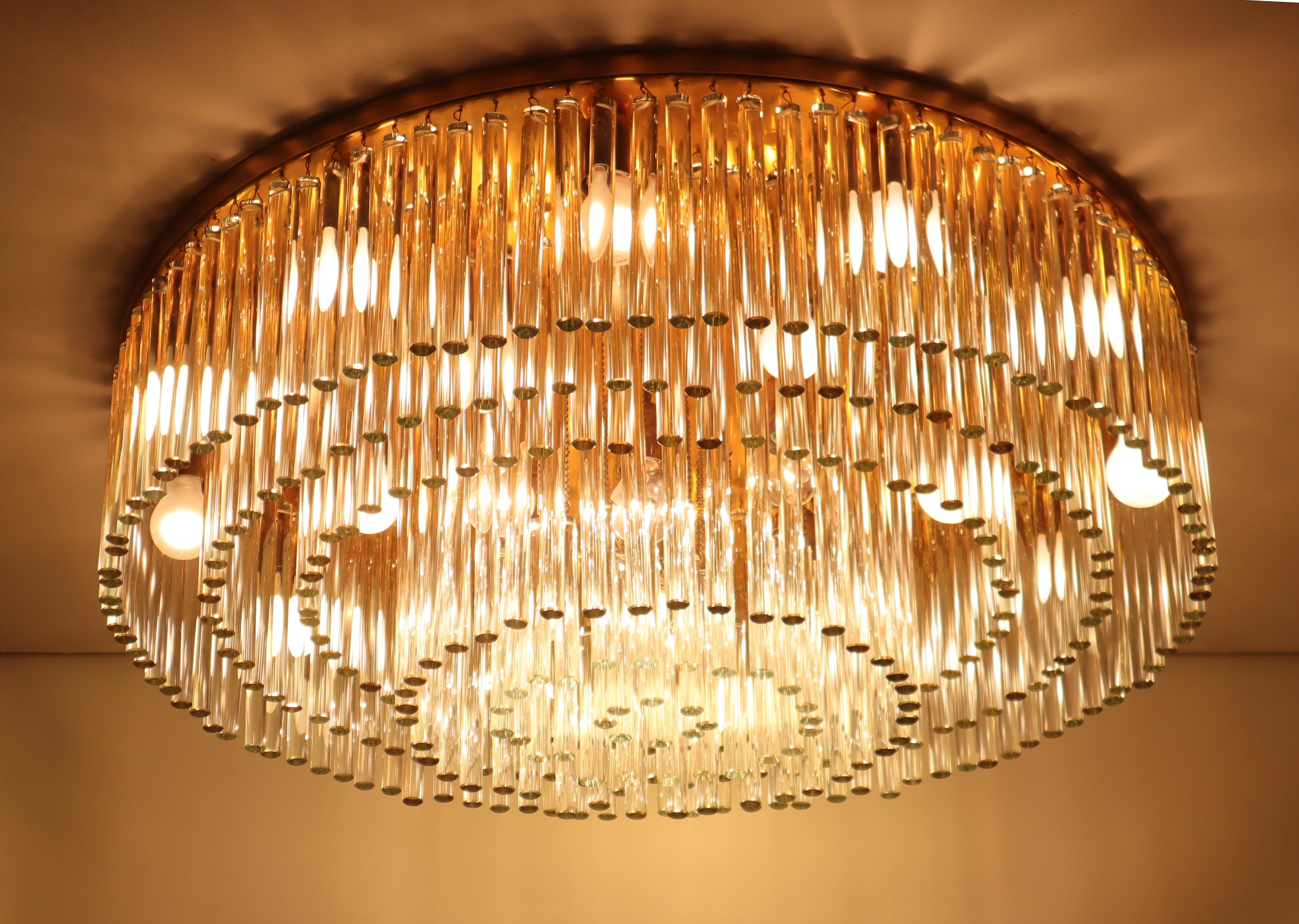 Large Golden Crystal Chandelier from Palwa, 1970s. For Sale 11