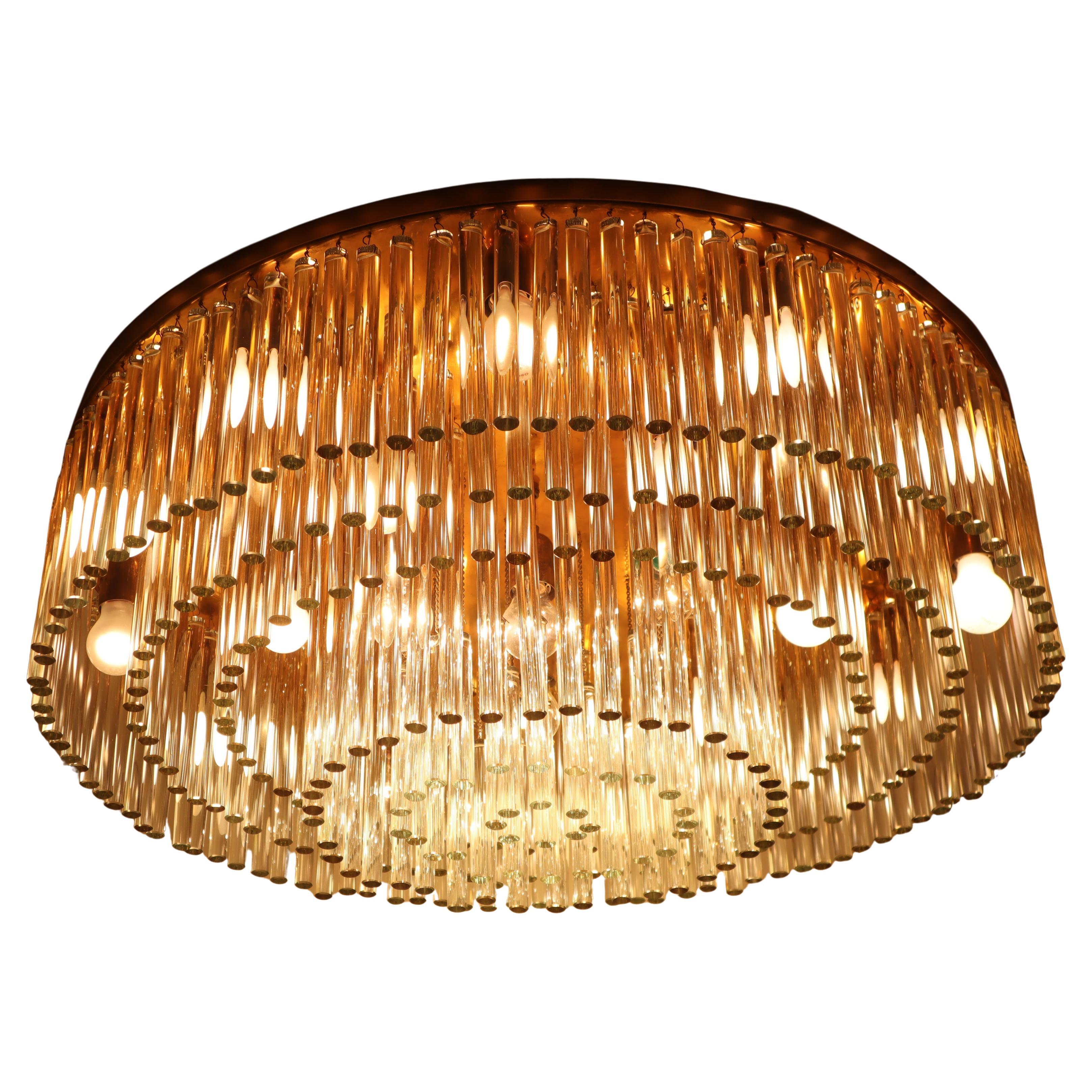 Large Golden Crystal Chandelier from Palwa, 1970s.