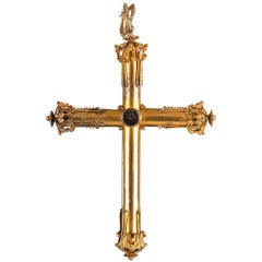 Large Golden Etruscan Cross Pendant in Original Box