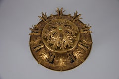 Large Golden Florentine Flower Shape Flush Mount by Banci Firenze, Italy, 1970s