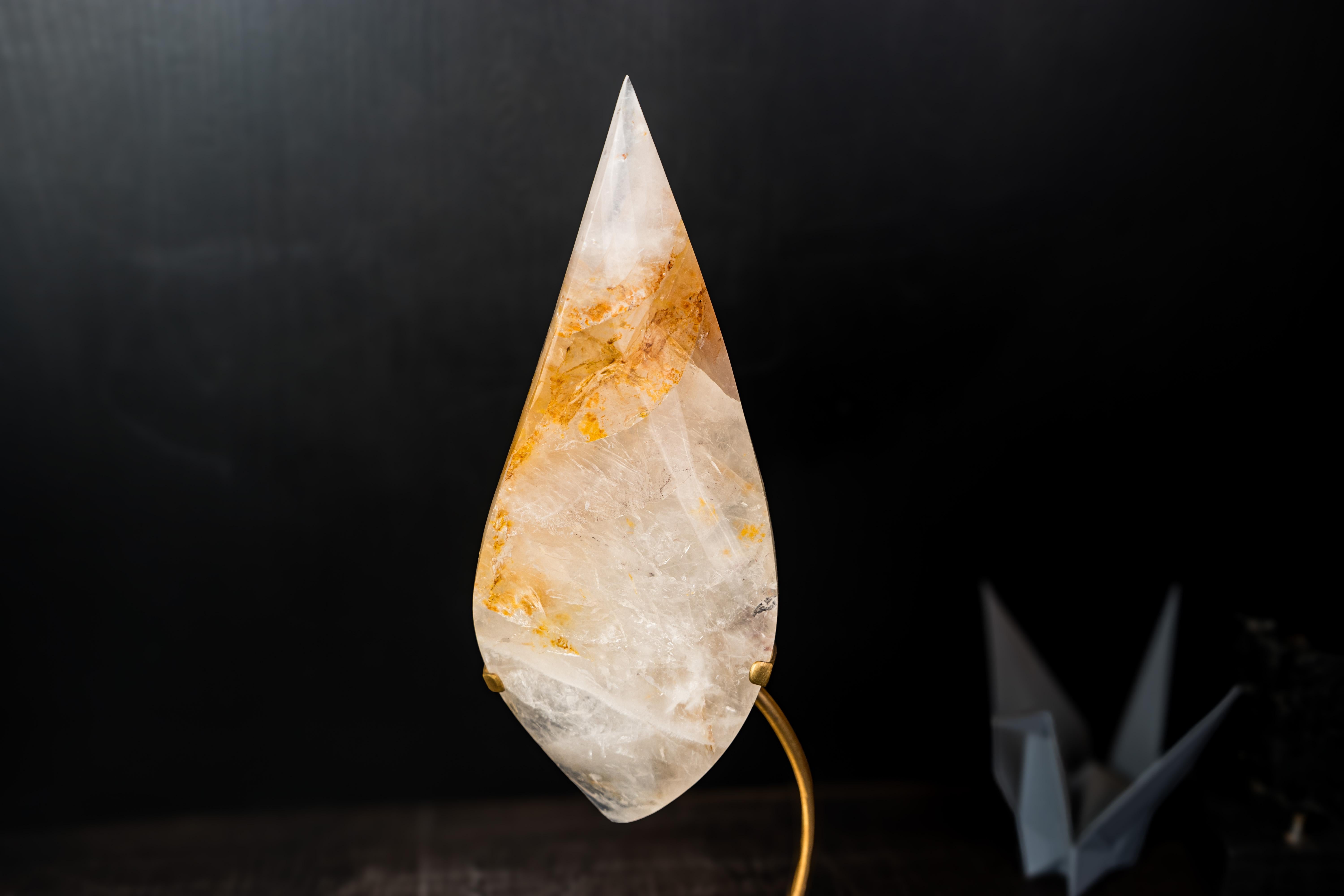 Cristallo Scultura a goccia di quarzo guaritore dorato di grandi dimensioni in vendita