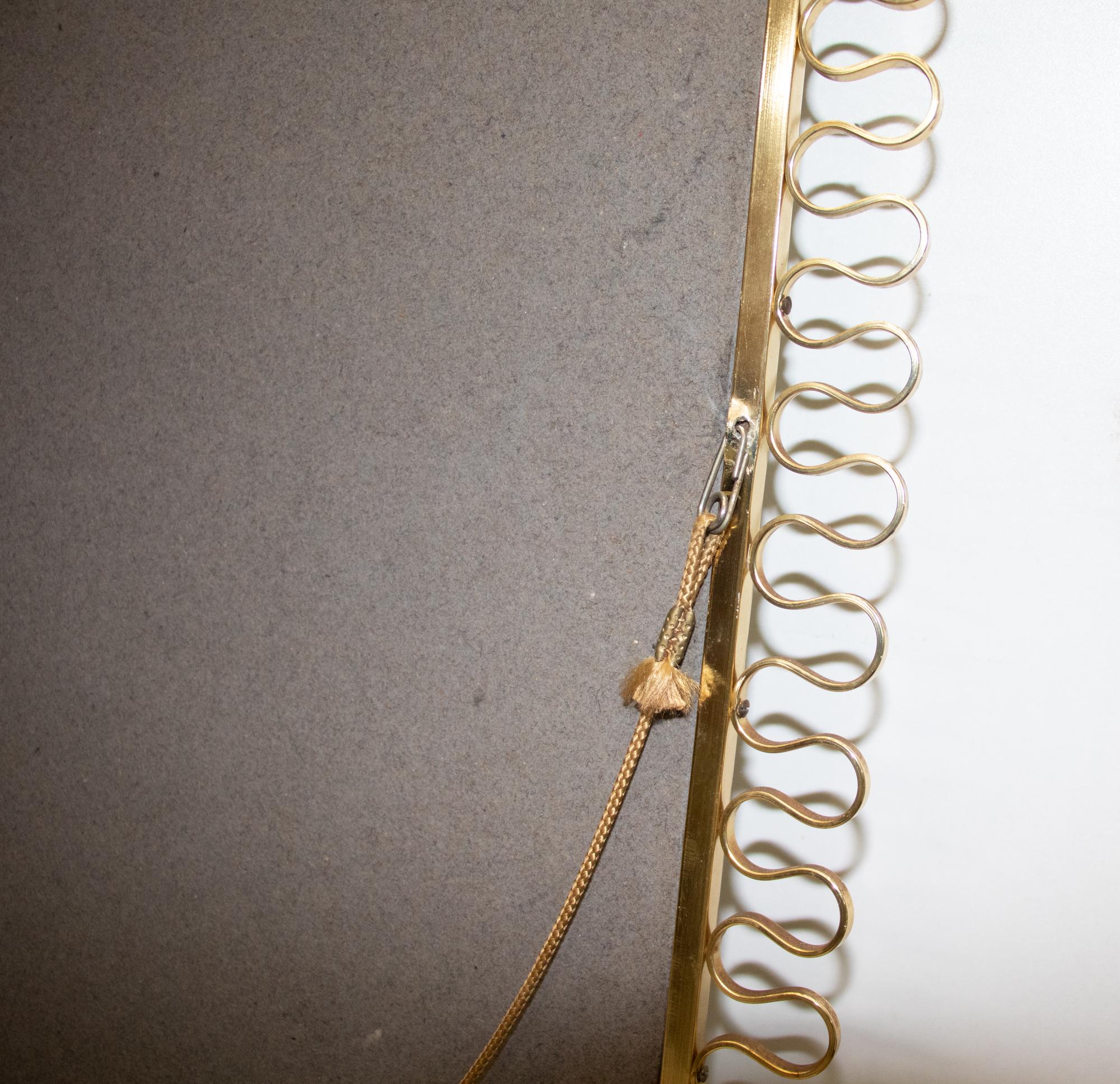 Laiton Grand miroir mural à boucles d'or du milieu du siècle par Josef Frank pour Svenkst Tenn 1950s en vente