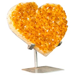 Large Golden Orange Citrine Heart with Sparkly Extra-Grade Citrine Druzy