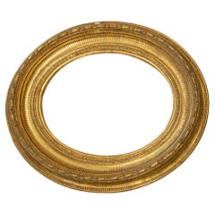 Large Golden Oval Frame, Gilt Fruitwood, Empire Style, France, 1840