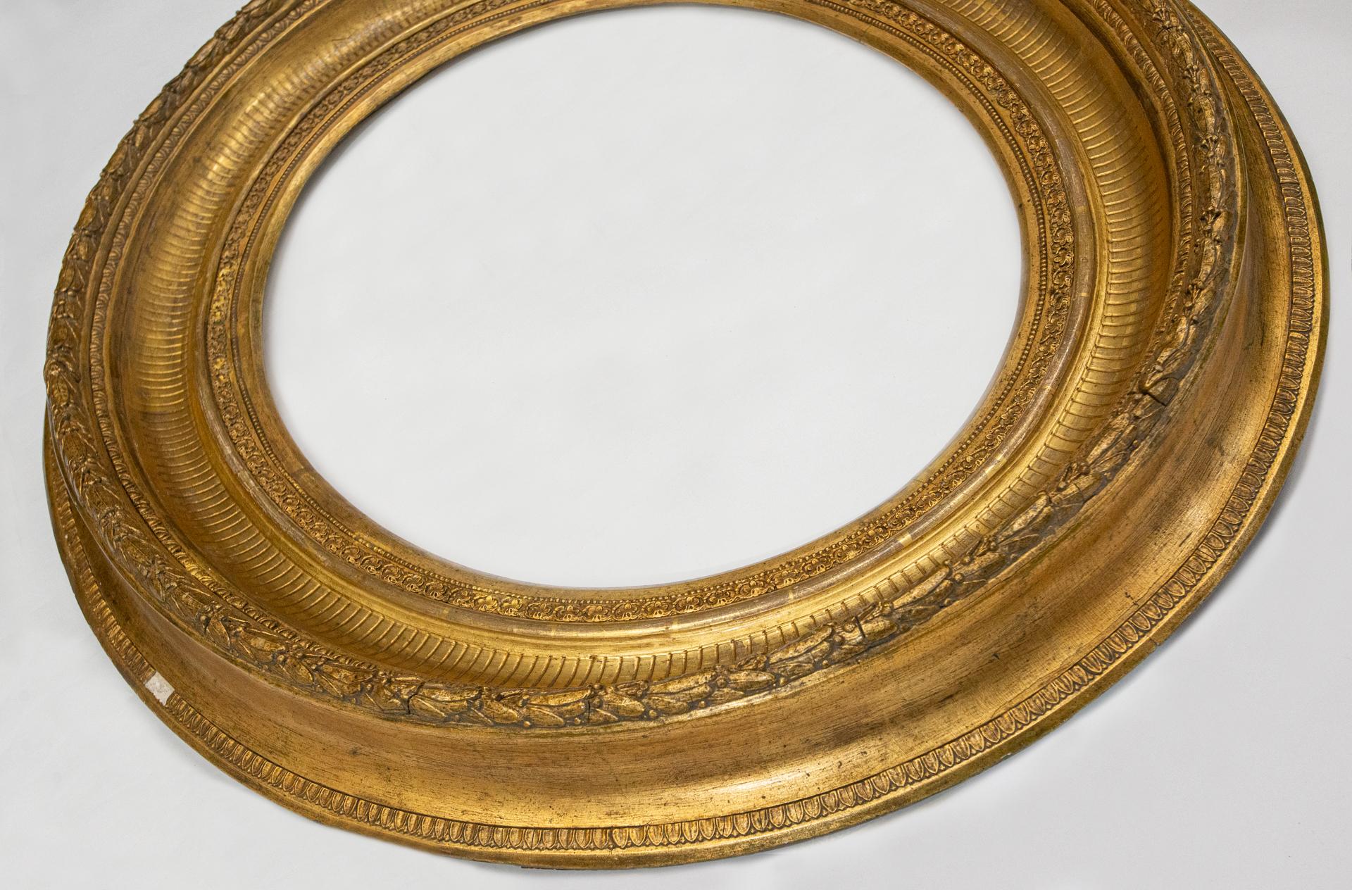 Gilt Large Golden Oval Frame For Sale