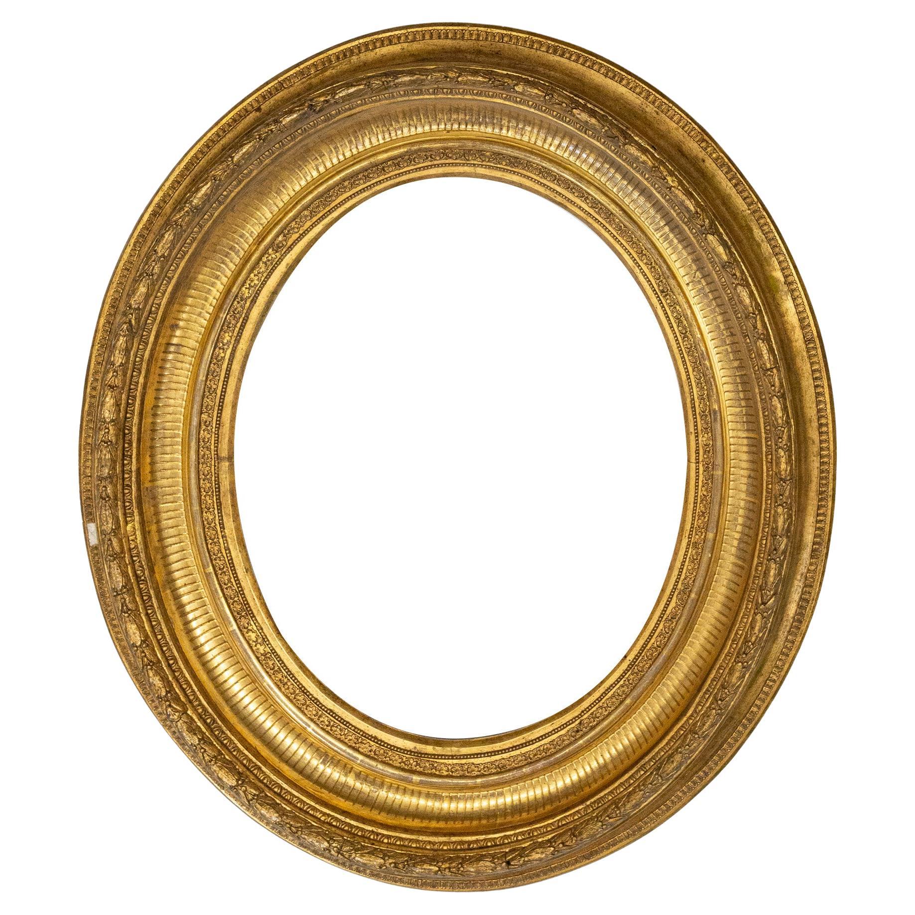 Cornice ovale dorata grande perfetta in vendita