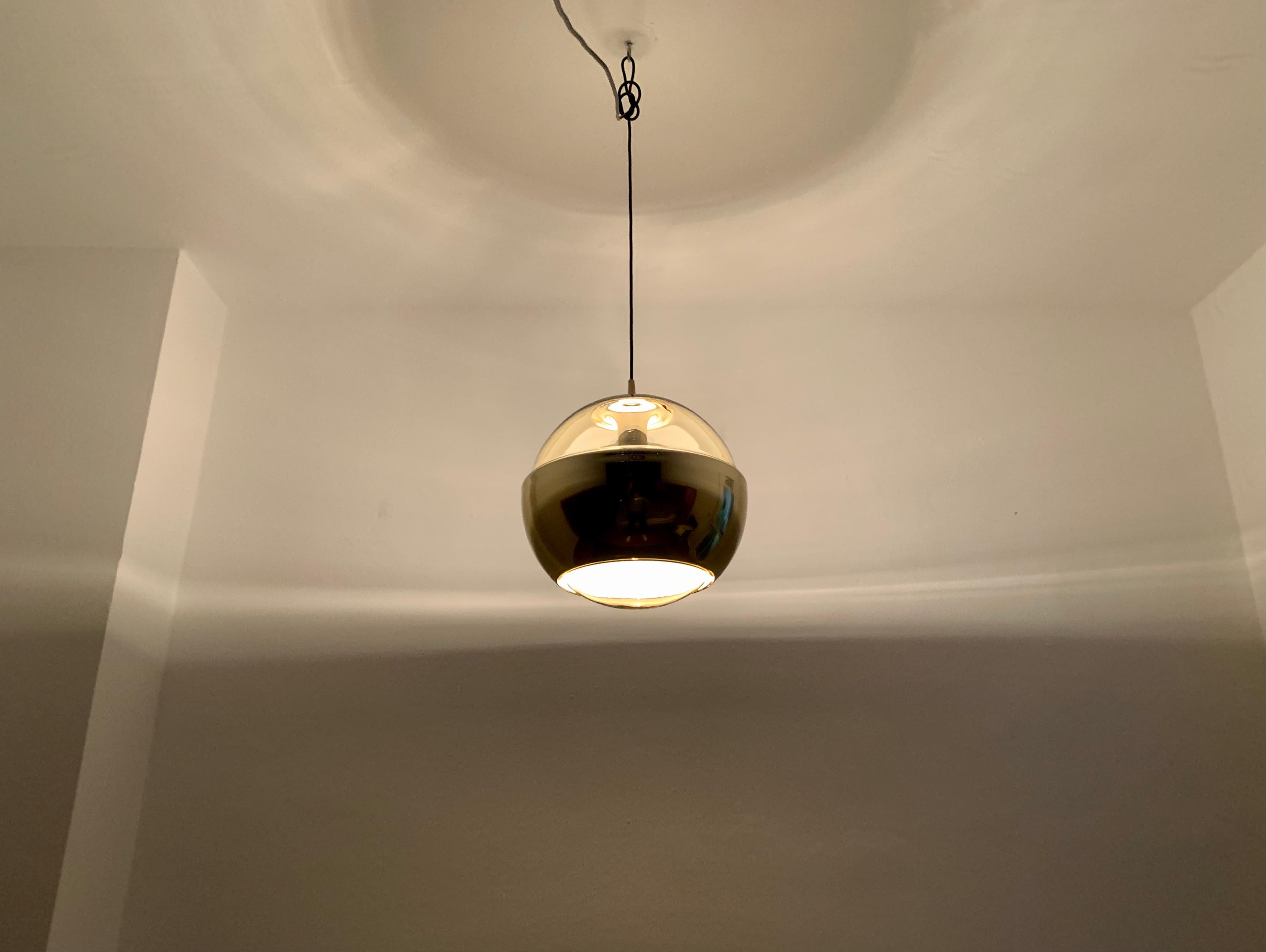 Large Golden Space Age Glass Pendant Lamp by Peill and Putzler For Sale 1