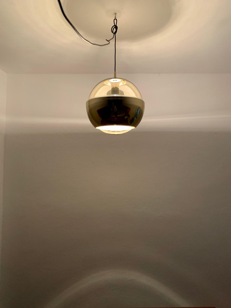Large Golden Space Age Glass Pendant Lamp by Peill and Putzler For Sale 2