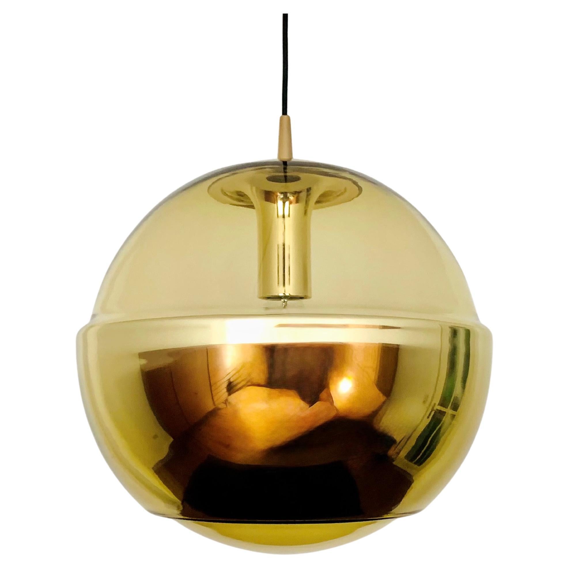 Large Golden Space Age Glass Pendant Lamp by Peill and Putzler