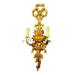 Large Golden Wall Sconce Louis XVI Style, France, 20th Century