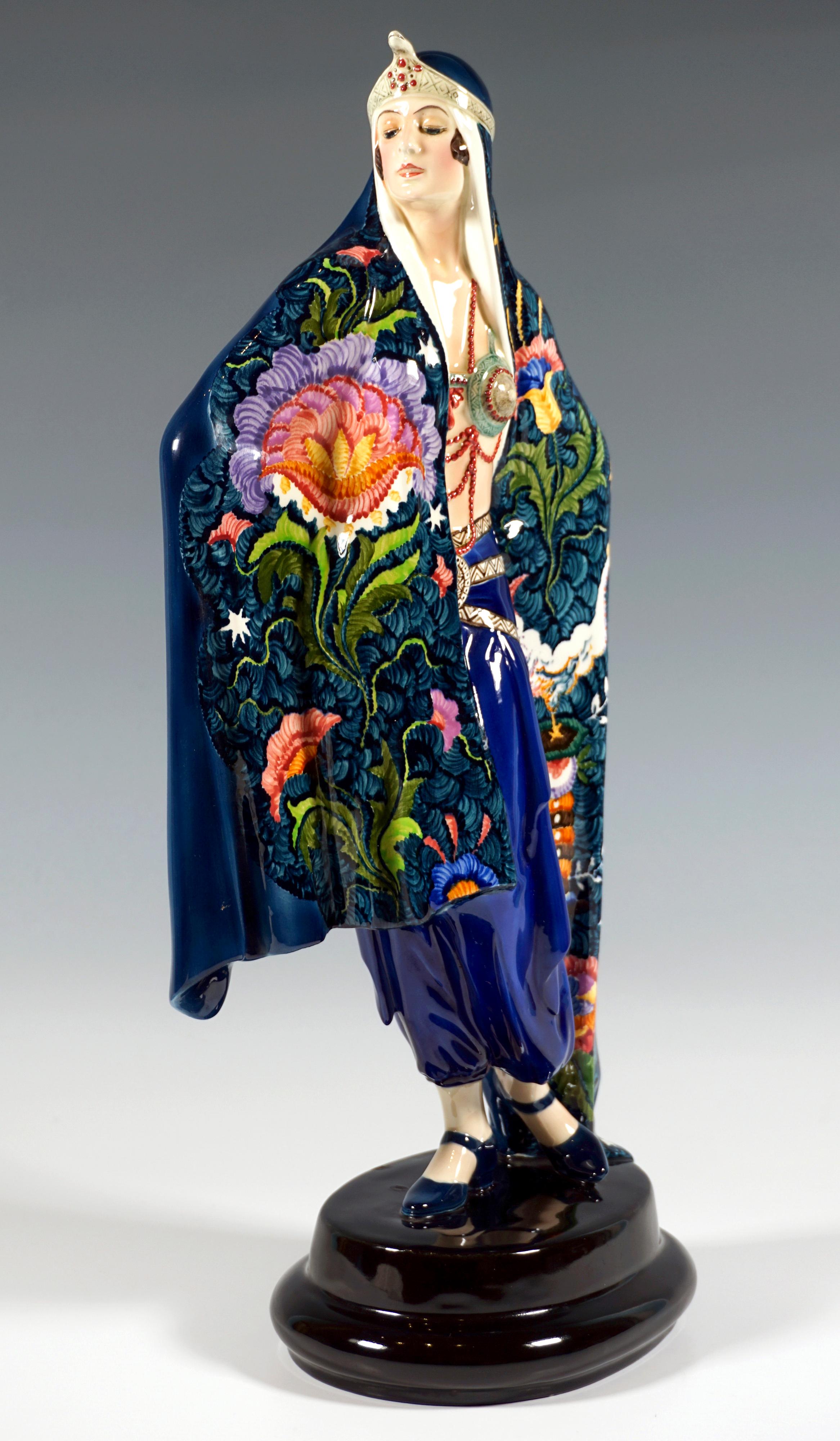 Austrian Large Goldscheider Art Déco Odalisque 'Aida', by Josef Lorenzl, Around 1925 For Sale