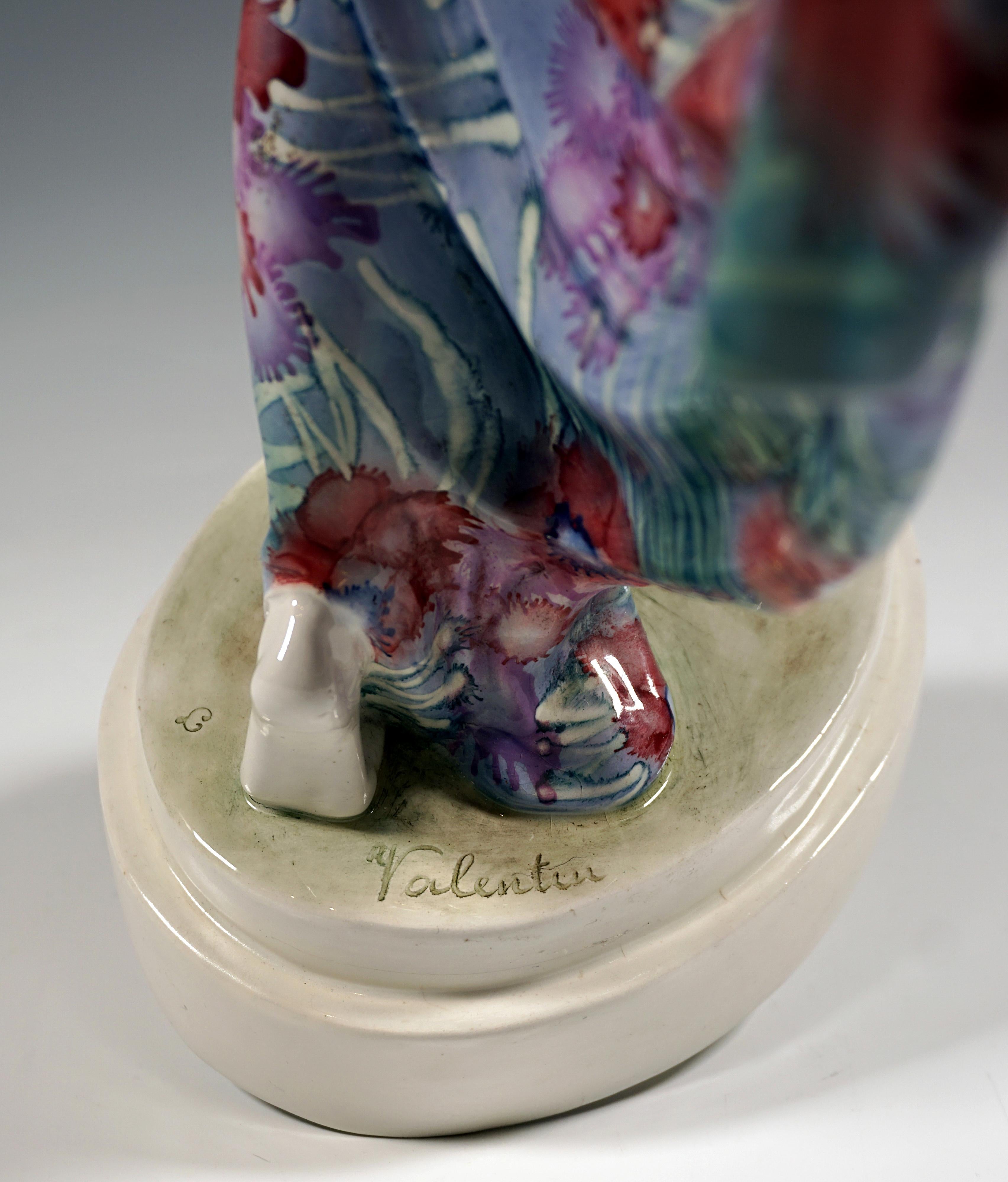 Fatto a mano Grande statuetta Goldscheider, bella ballerina che cammina, A. Valentin, 1922 ca. 1922