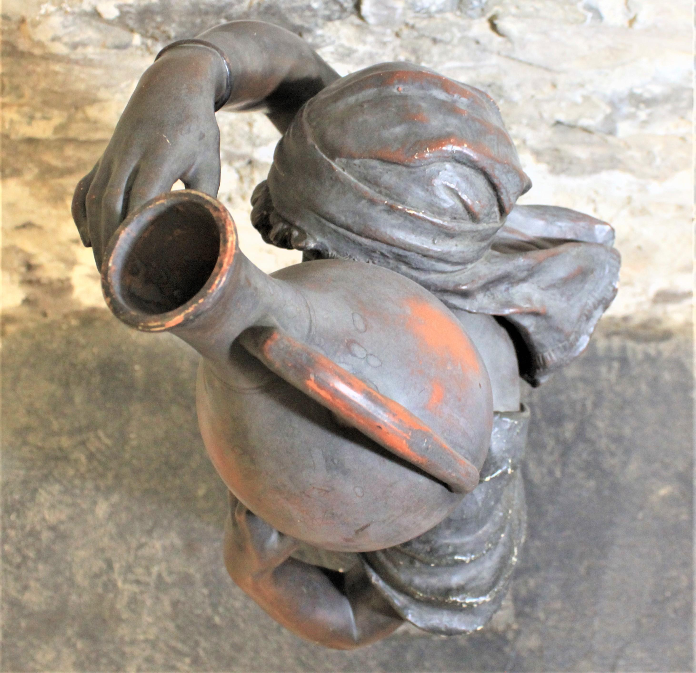 Austrian Large Goldscheider Patinated Terracotta Sculpture of a Woman Carrying Water For Sale