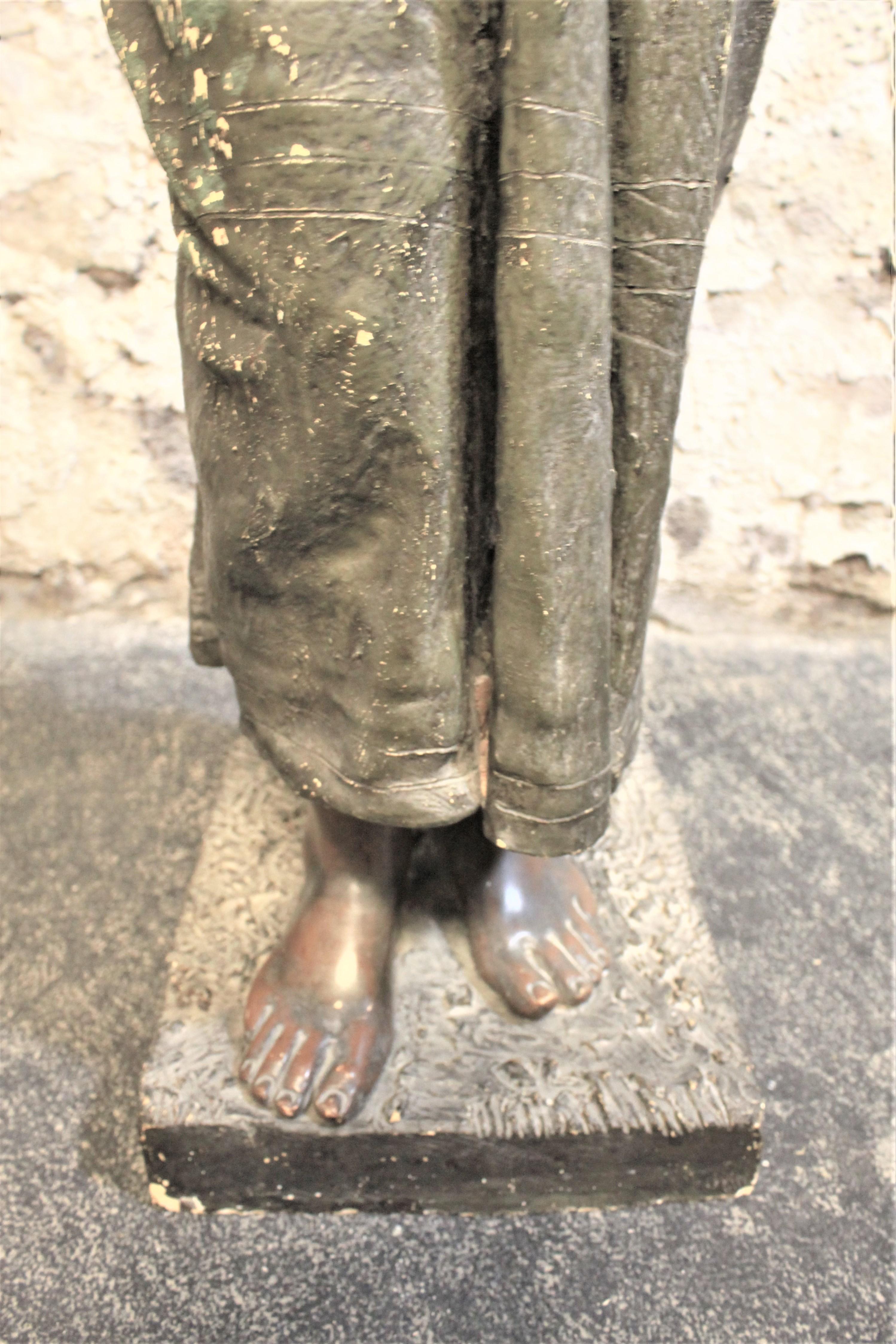 20th Century Large Goldscheider Patinated Terracotta Sculpture of a Woman Carrying Water For Sale