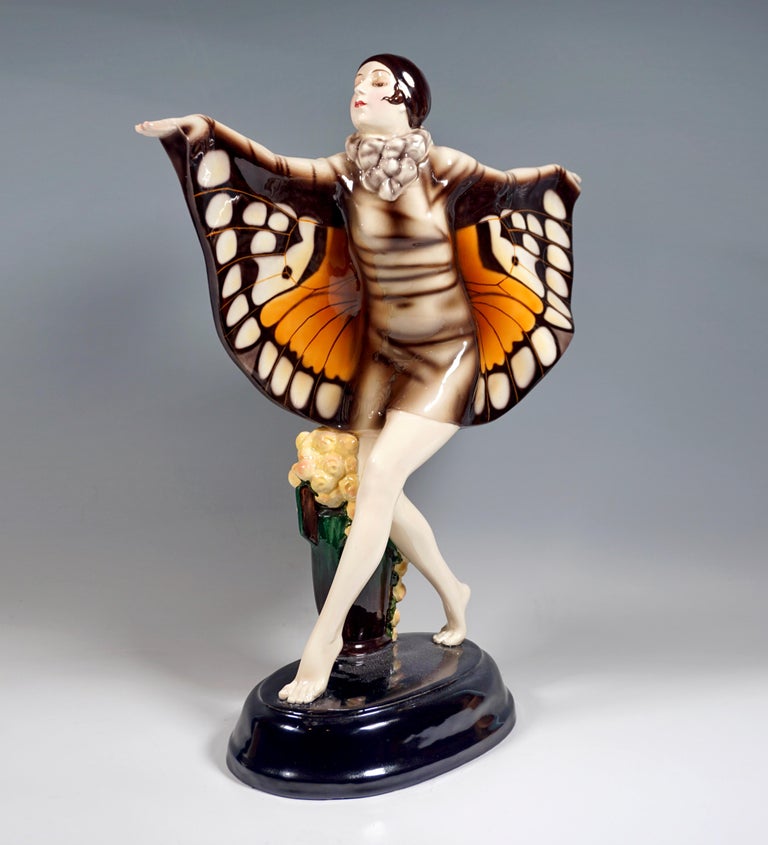 Art Deco Large Goldscheider Vienna Art Déco Figure 'The Captured Bird' by Lorenzl c. 1925 For Sale