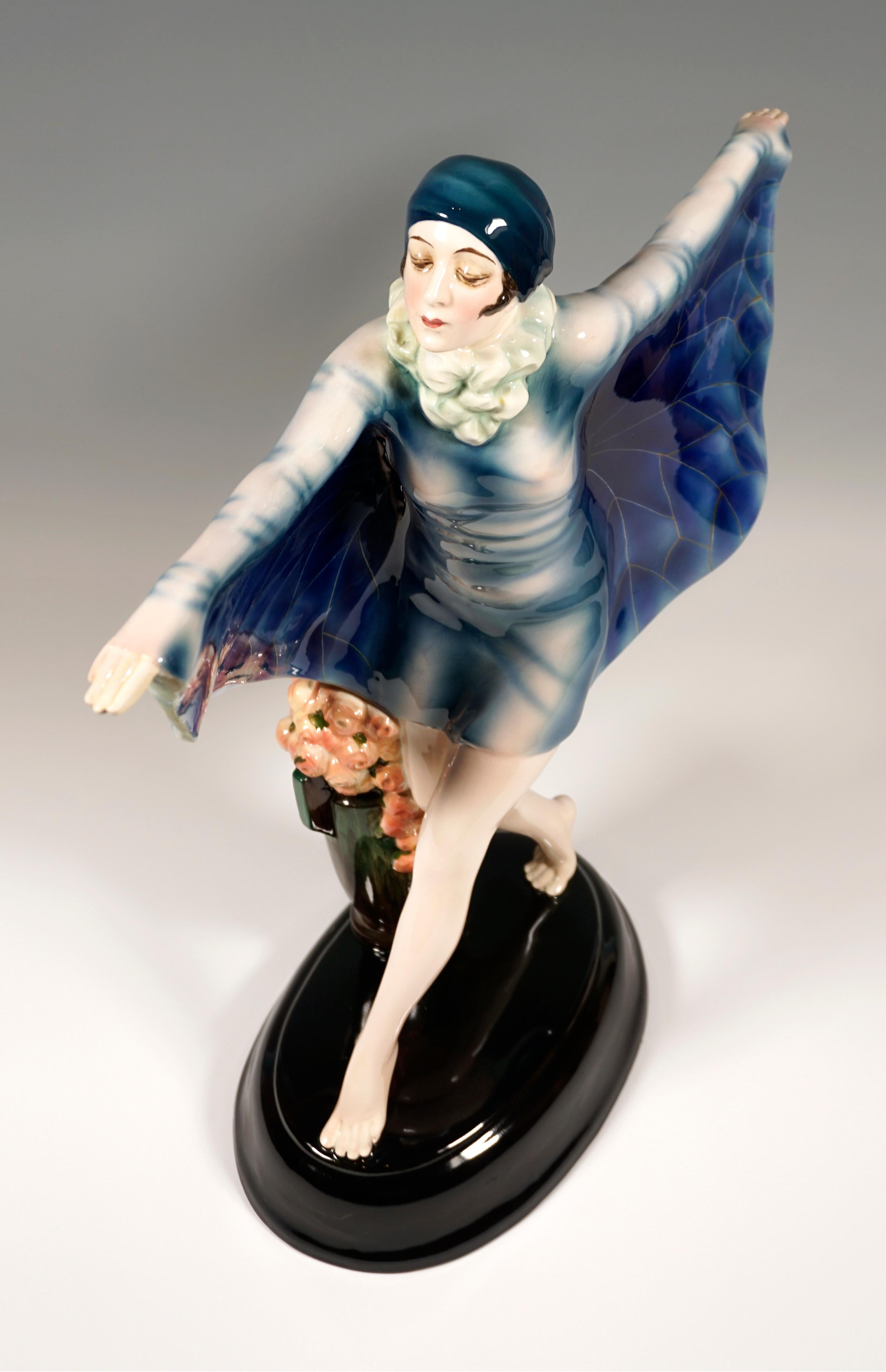 Hand-Painted Large Goldscheider Vienna Art Déco Figure 'The Captured Bird' by Lorenzl c. 1925