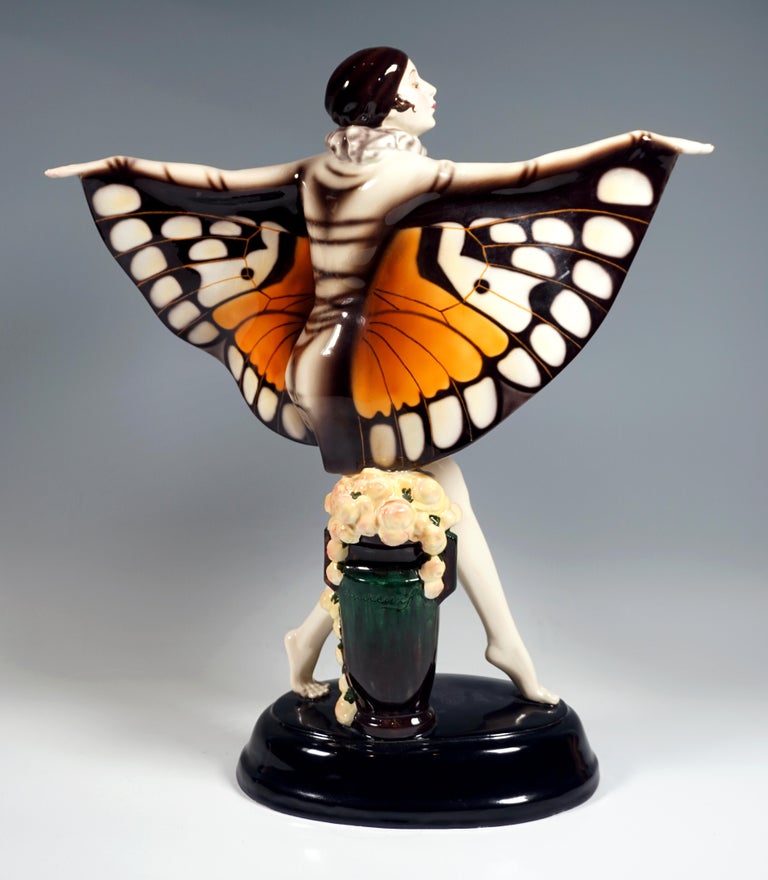 Hand-Crafted Large Goldscheider Vienna Art Déco Figure 'The Captured Bird' by Lorenzl c. 1925 For Sale