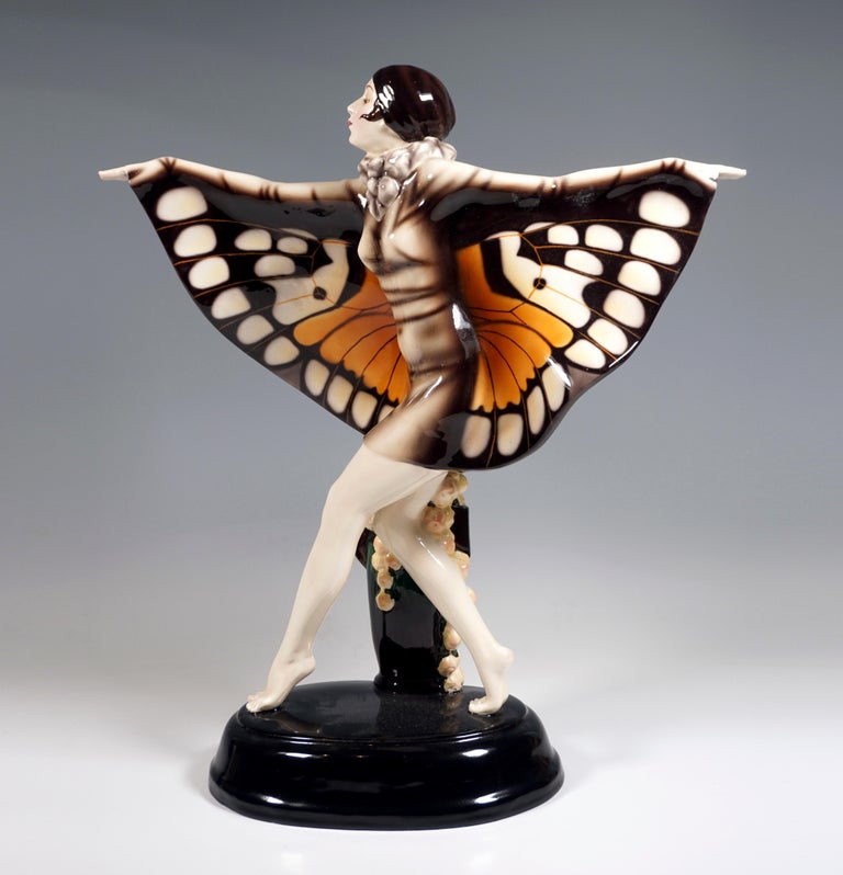 Large Goldscheider Vienna Art Déco Figure 'The Captured Bird' by Lorenzl c. 1925 For Sale