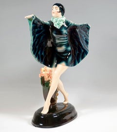 Große Goldscheider Wien Art Déco Figur 'Der gefangene Vogel', von Lorenzl um 1925