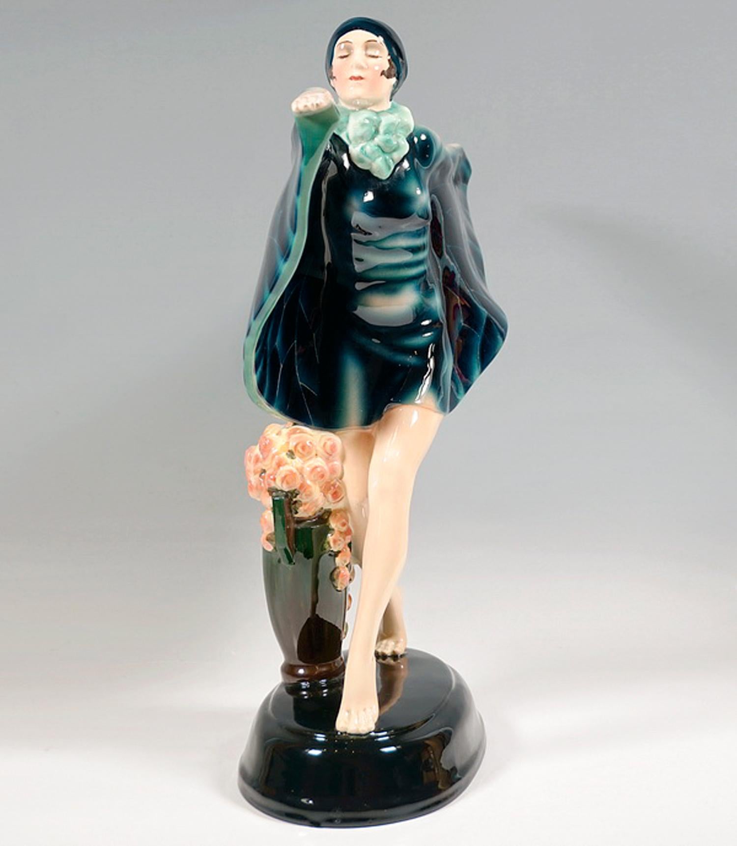 Art Deco Large Goldscheider Vienna Art Déco Figure 'The Captured Bird', by Lorenzl c.1925