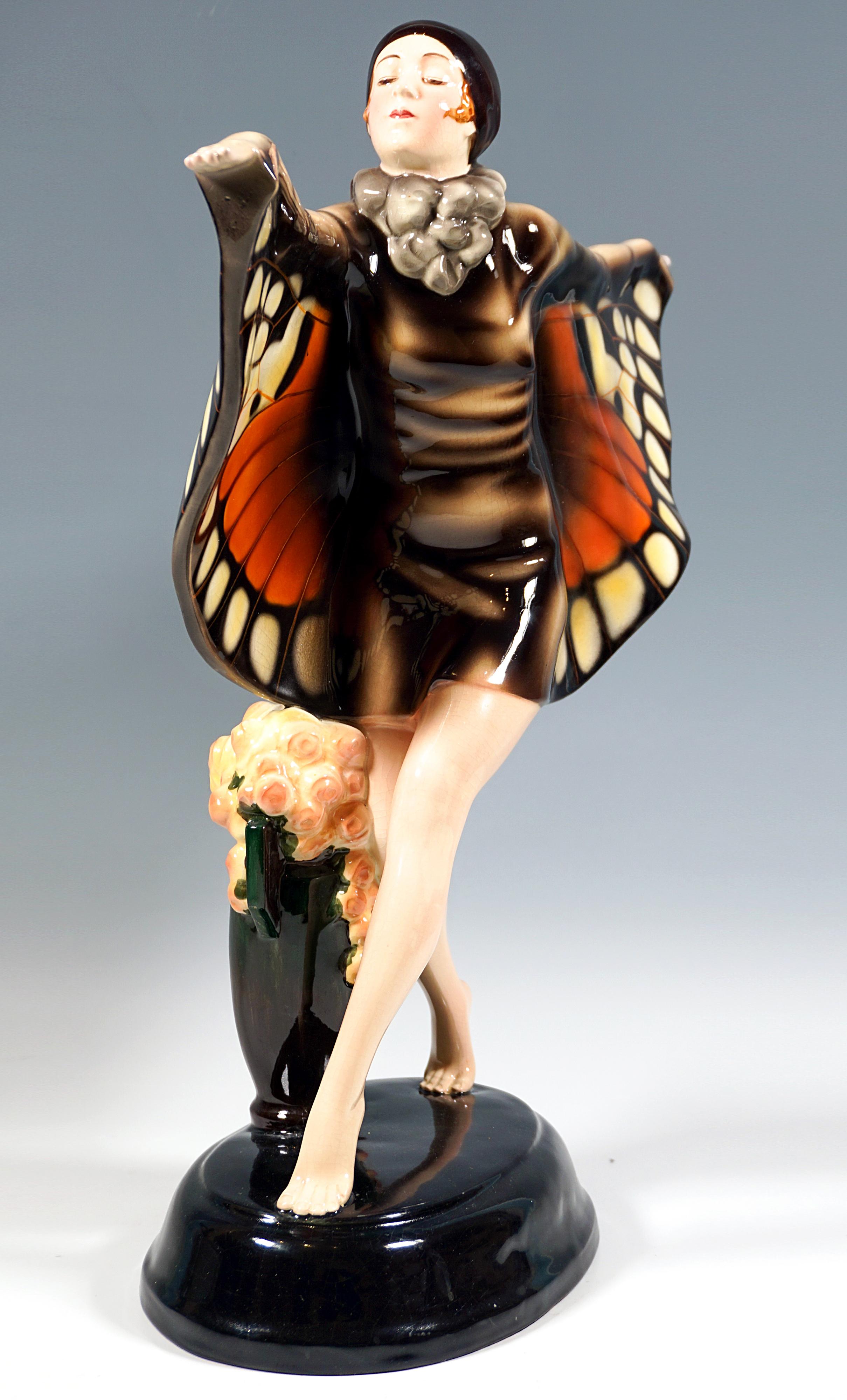 Art Deco Large Goldscheider Vienna Art Déco Figure 'The Captured Bird', by Lorenzl c.1925