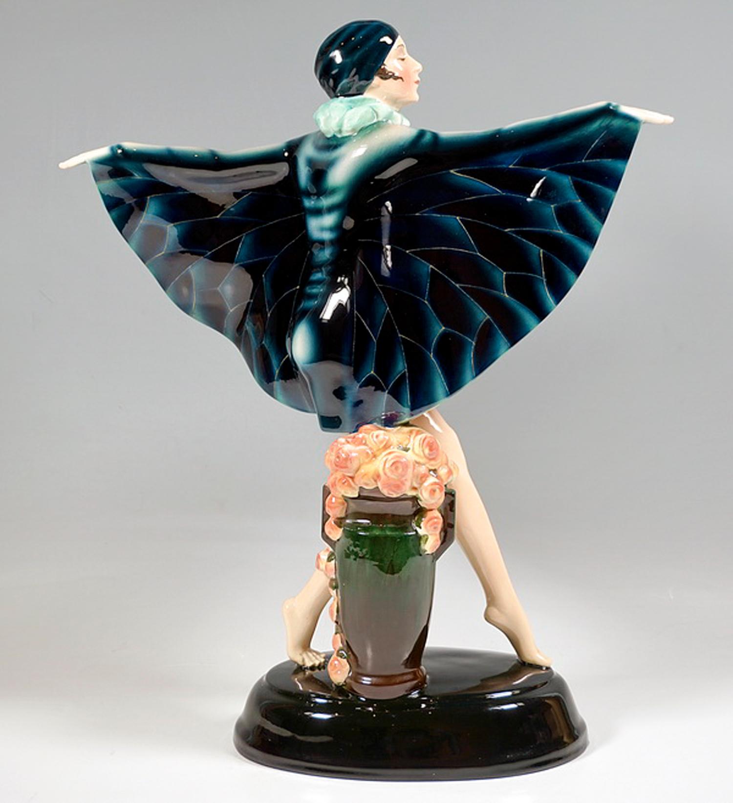 Austrian Large Goldscheider Vienna Art Déco Figure 'The Captured Bird', by Lorenzl c.1925