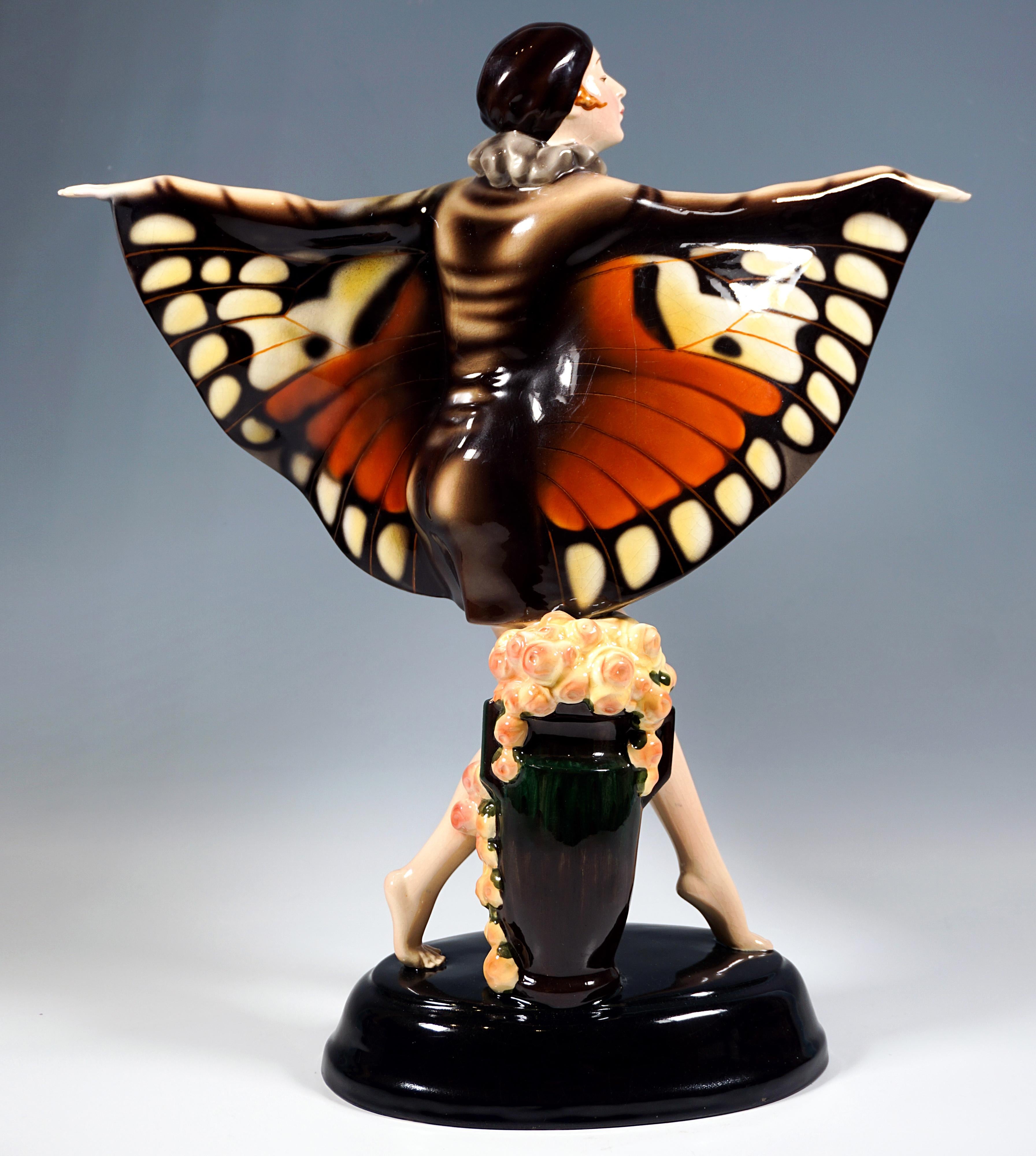 Austrian Large Goldscheider Vienna Art Déco Figure 'The Captured Bird', by Lorenzl c.1925