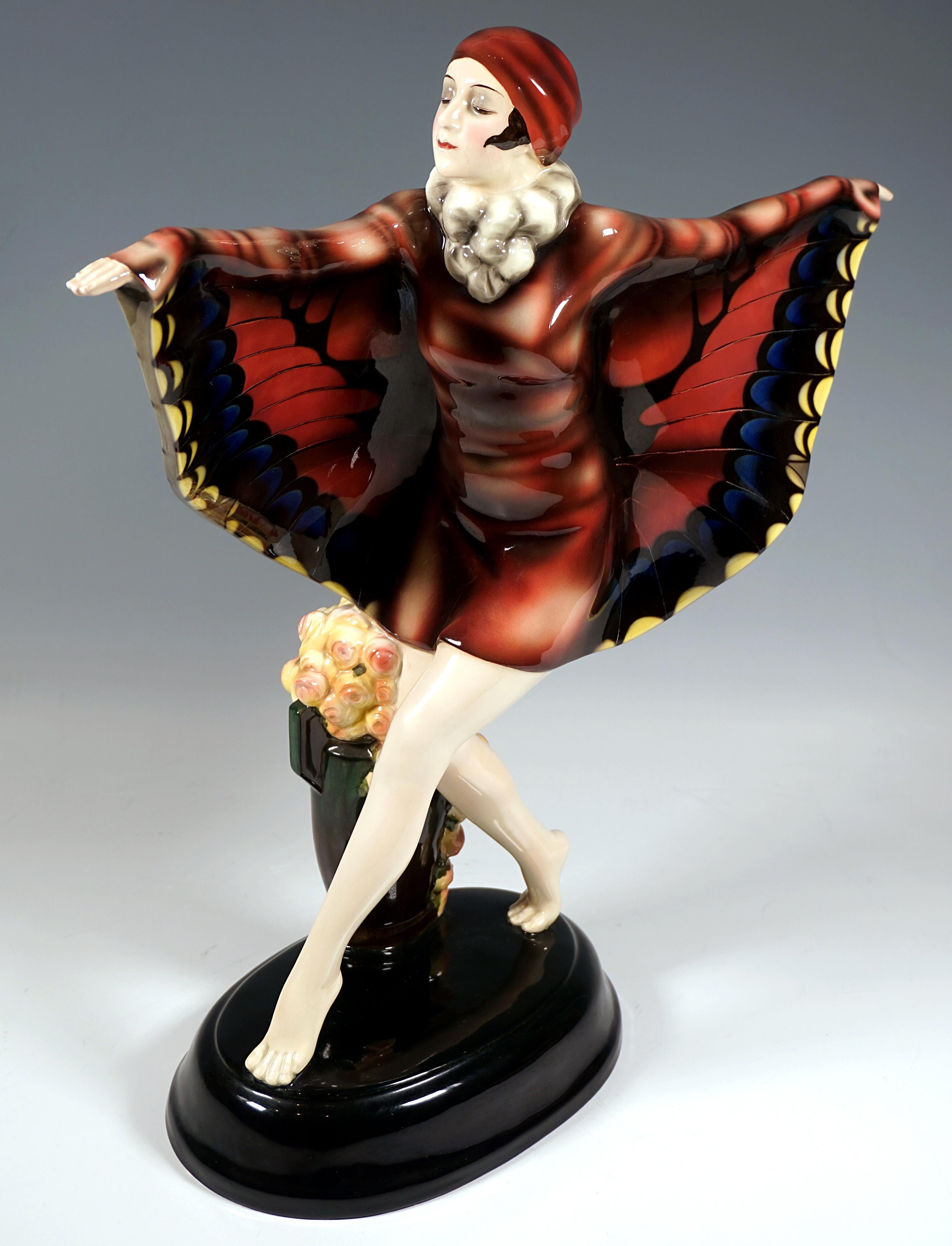 Fatto a mano Grande figura Goldscheider Vienna Art Déco 'L'uccello catturato', di Lorenzl, 1925 ca.