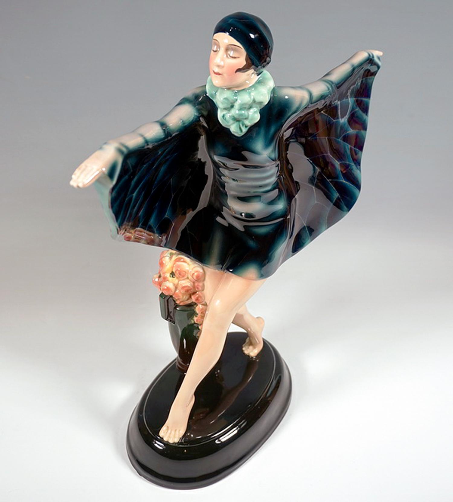 Hand-Crafted Large Goldscheider Vienna Art Déco Figure 'The Captured Bird', by Lorenzl c.1925