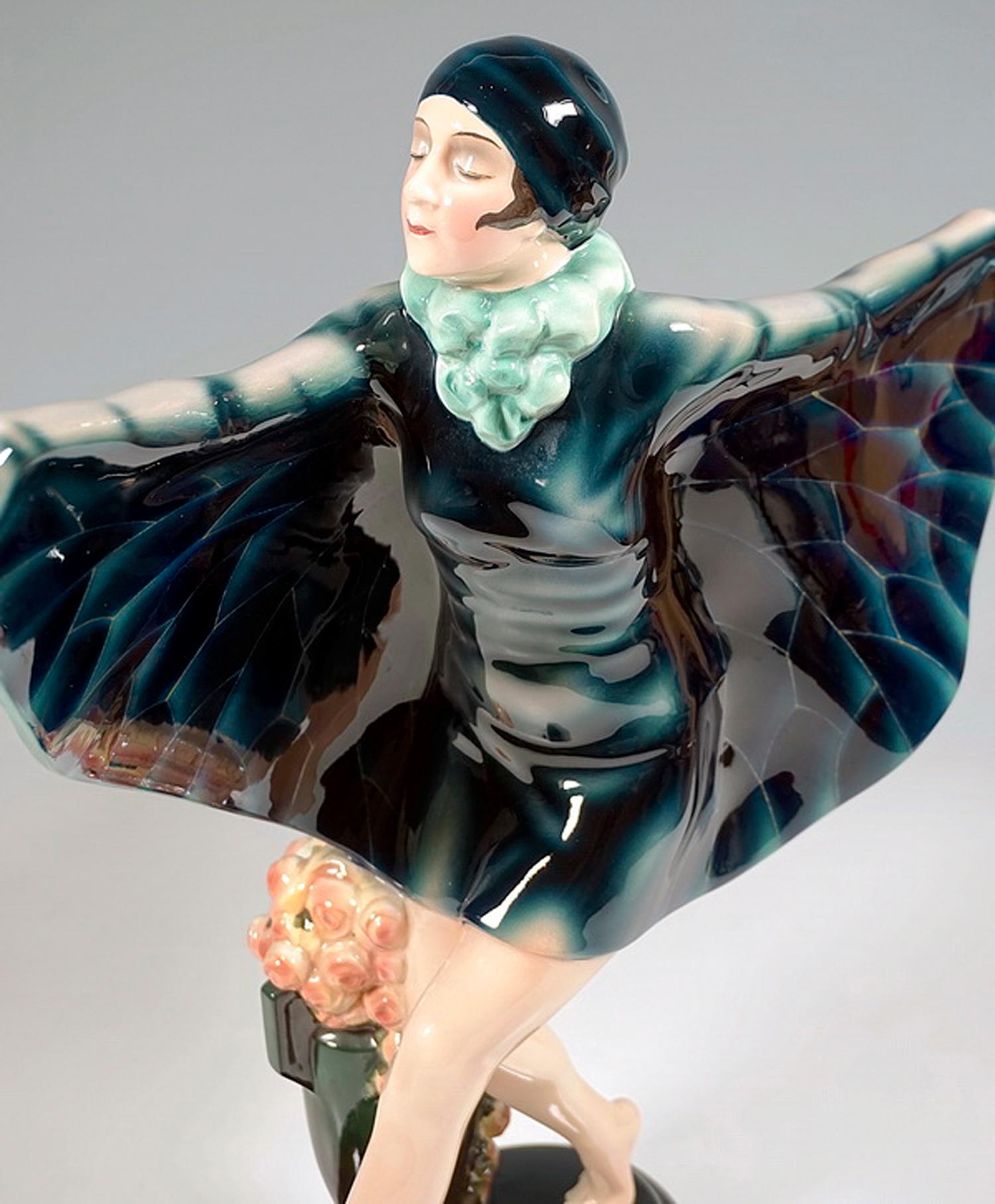 Ceramic Large Goldscheider Vienna Art Déco Figure 'The Captured Bird', by Lorenzl c.1925