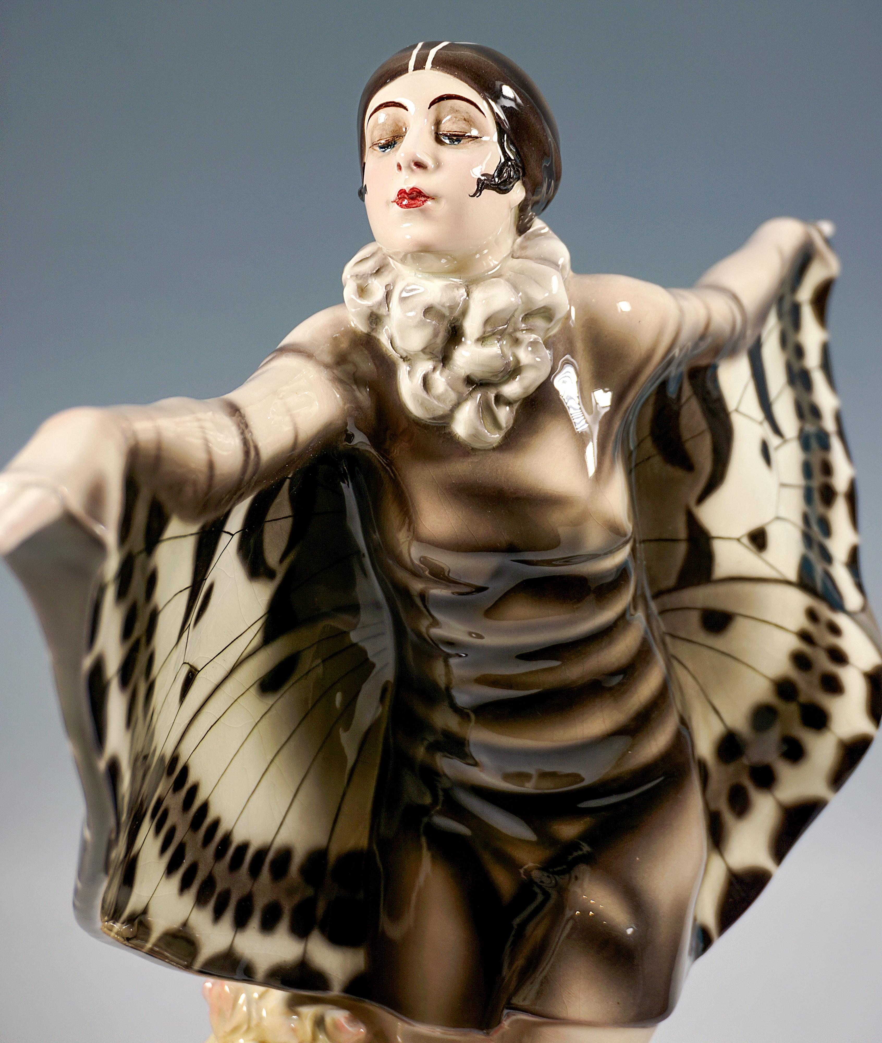 Ceramic Large Goldscheider Vienna Art Déco Figure 'The Captured Bird', by Lorenzl c.1925
