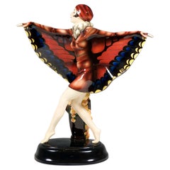 Large Goldscheider Vienna Art Déco Figure 'The Captured Bird', by Lorenzl c.1925
