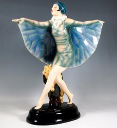 Large Goldscheider Vienna Art Deco Figure, The Captured Bird by Lorenzl, Ca 1925