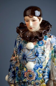 Large Goldscheider Vienna Art-Déco Harlequin Figure by B. Haniroff c. 1925
