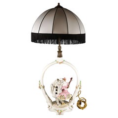 Large Goldscheider Vienna Table Lamp 'Pierrot & Pierrette', by Padola, ca. 1915