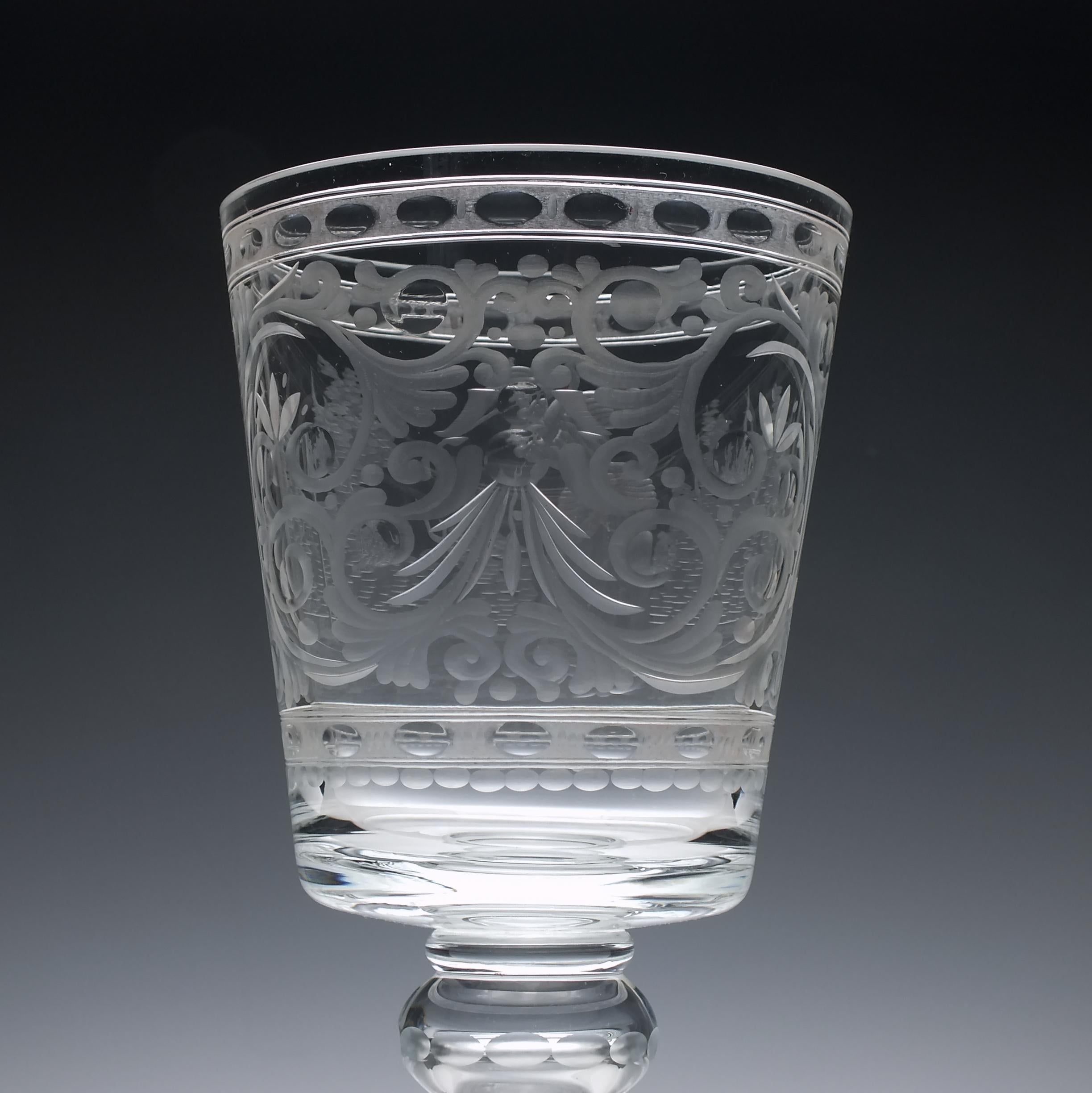 Large Golfer Engraved 19th Century Lidded Glass Goblet, circa 1900 For Sale 1